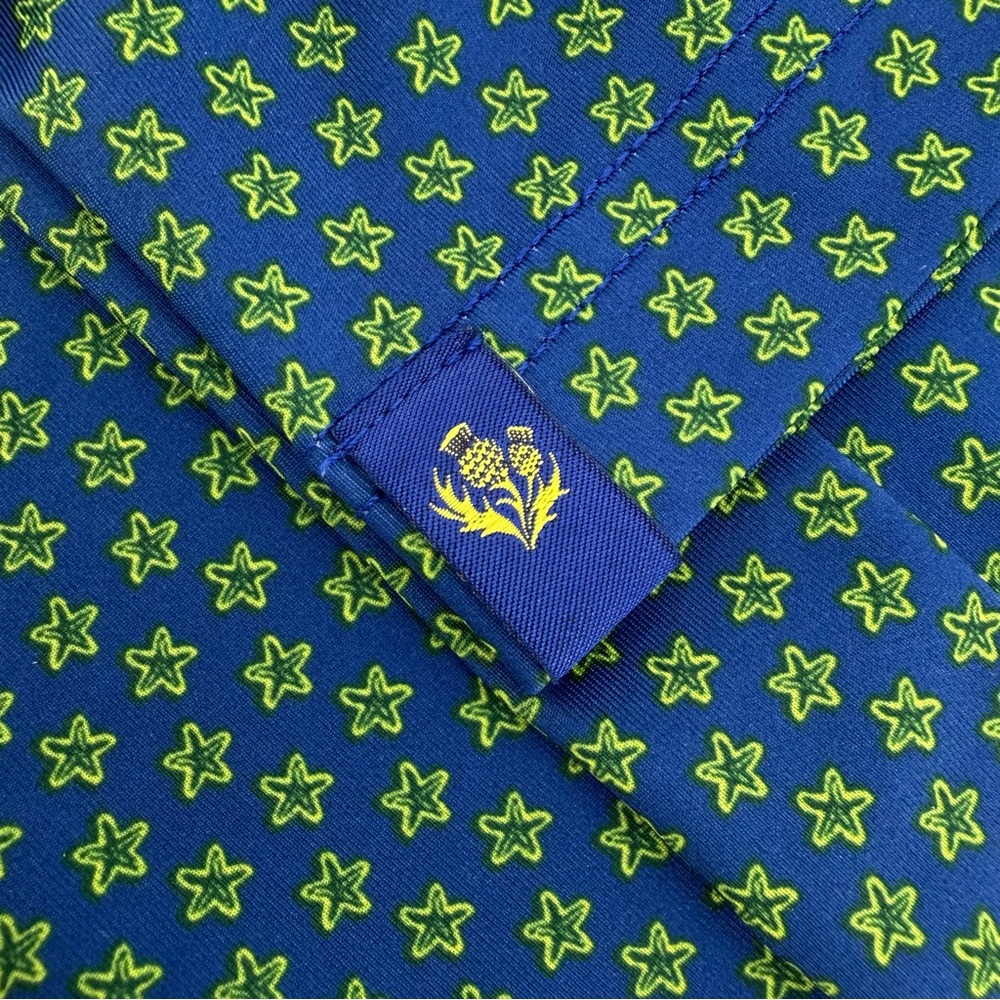 Donald Ross Sport Men’s Golf Polo Shirt Medium Blue Green Star Print Sport Fit - Picture 5 of 9